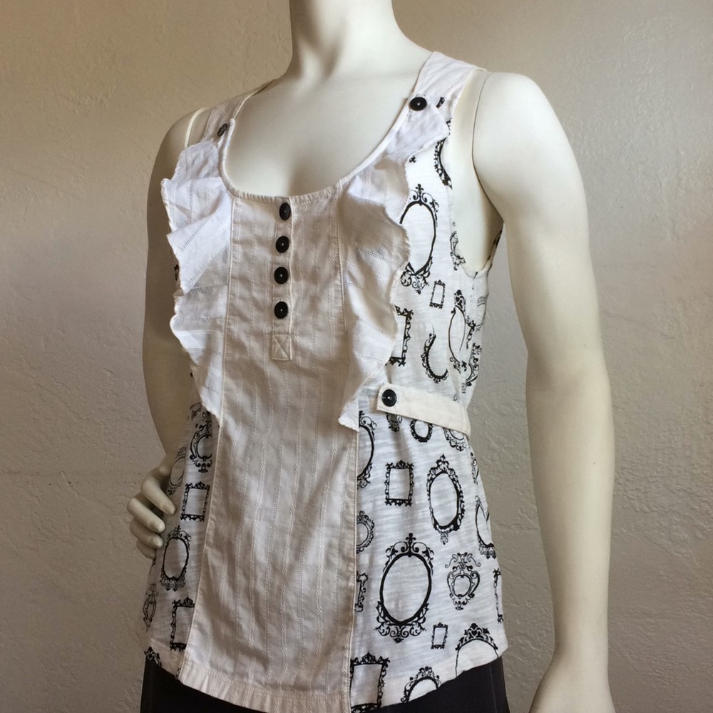Anthropologie Little yellow button mixed cotton